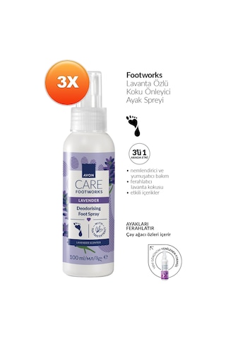 Footworks Lavanta Özlu Koku Önleyici Ayak Spreyi 100ml Üçlü Paket