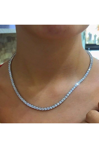 Gümüş 3,2 Mm 40 Cm Pırlanta Montür Su Yolu Klasik Kolye Altın - Gümüş