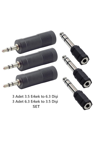 6.3 To 3.5 & 3.5 To 6.3 Stereo Çivi Jack Trs - Aux Çevirici Seti