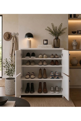Ağlasun Model 2 Kapaklı Çok Amaçlı Dolap Ayakkabılık Kitaplık Banyo Dolabı Mutfak Dolabı Beyaz