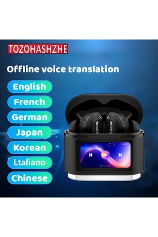 Xuweiwei Tozohashzhe Siyah Akıllı Çeviri Kulaklık 144 Dil Çeviri Lcd Ekran Uzun Pil Ömrü Usb C Şarj