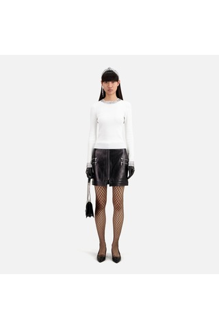 The Kooples Kadın Zımba Detaylı Bisiklet Yaka Beyaz Kazak