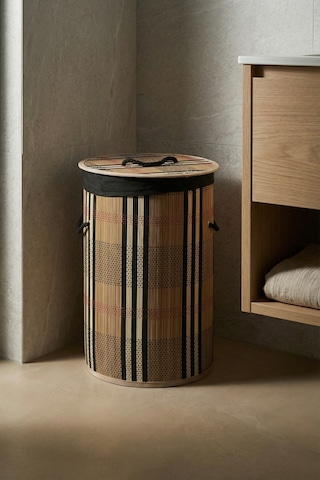 Nordic Yuvarlak Bambu Sepet - 50 Cm Koyu Kahverengi
