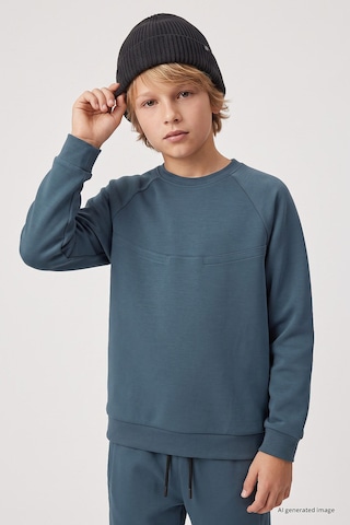 TOMMYLIFE Orman Yeşili Standart Fit Basic Dikiş Detaylı Erkek Çocuk Eşofman Takım - 11325 Koyu Yeşil