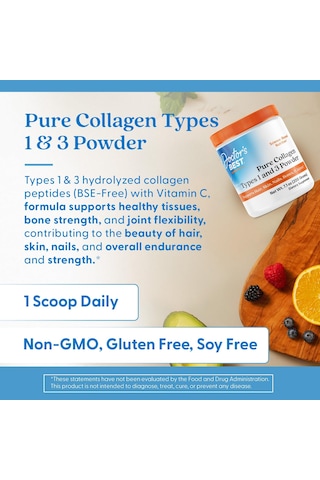 Doctor's Best Pure Collagen Types 1 & 3 Promotes Healthy Skin Hair & Nails Bone & Joint Support 200 G Aromasız