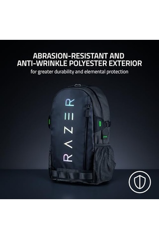 15mins Razer Rogue V3 Sırt Çantası 13,3 İnç - Kompakt Seyahat Çantası 15 İnç'e Kadar Dizüstü Bilgisayar Bölmesi, Aşınmaya Dayanıklı, Polyester Dış Kılıf Siyah/krom 12 Gri