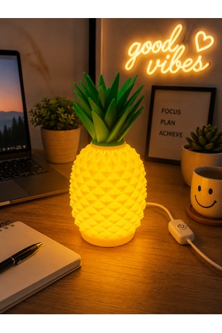 Sponge Ananas Masa Lambası Sarı - Yeşil