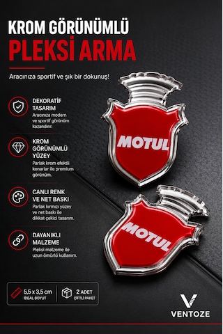 2 Adet Krom Görünümlü Pleksi Arma Oto Dekoratif Etiket Çiftli Set 5,5x3,5 Cm Beyaz-Kirmizi