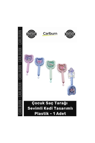 Özel Üretim Renkli Boncuklu Ergonomik Kaliteli Çocuk Saç Tarağı Sevimli Kedi Tasarımlı - 1 Adet