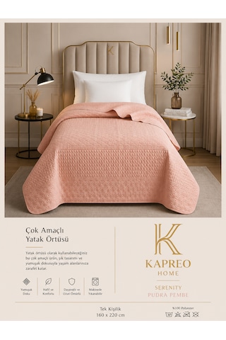 Kapreo Home Çok Amaçlı Tek Kişilik Yatak Örtüsü 160 X 220 Ekru - Açık Khve