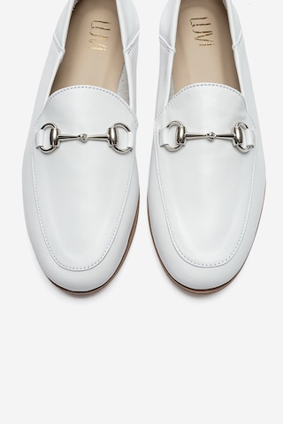 Luvishoes F03 Beyaz Cılt Derı Kadın Babet Beyaz
