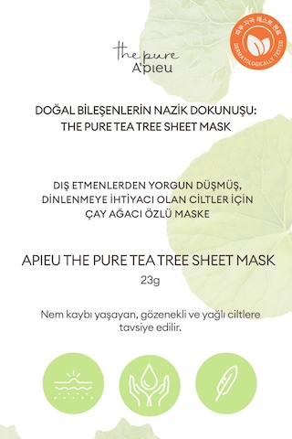 Yağlanma Ve Akneye Eğilimli Ciltlere Nem Veren Yaprak Maske A'pıeu The Pure Tea Tree Sheet Mask