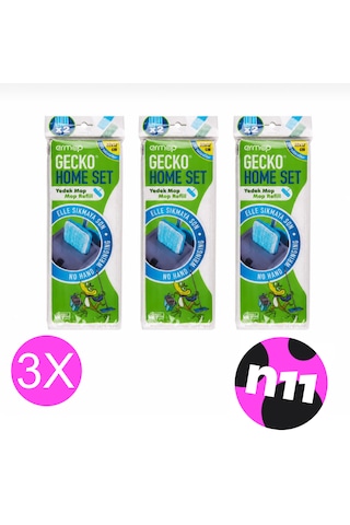 Gecko Home Set Temizlik Seti Yedek Mikrofiber Mop 3 Paket 2'li Toplamda 6 Adet Yedek Mop