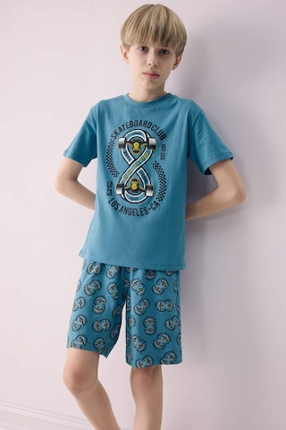 DeFacto Erkek Çocuk Pijama Takımı Baskılı Kısa Kollu Üst Desenli Şort D9989A825SMBE536