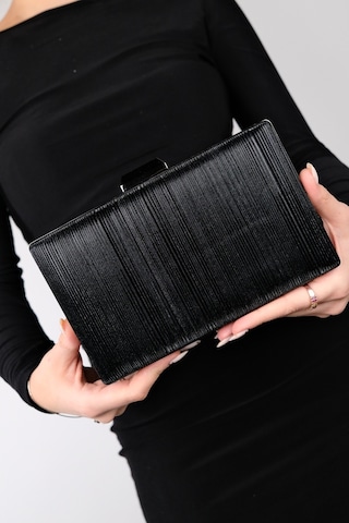 Luvishoes Yadaya Siyah Çizgili Kadın Abiye Çanta Siyah