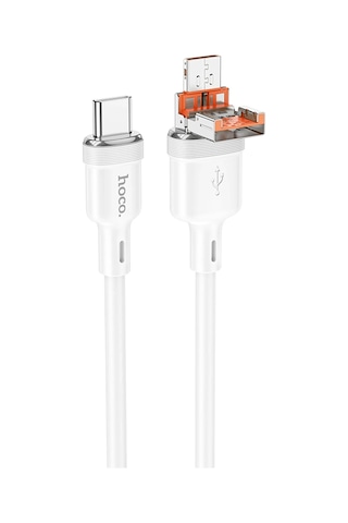 Hoco. U131 1.2m 2in1 Usb Ve Type-c To Type-c Şarj Data Kablosu - Beyaz