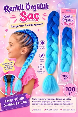 Renkli Örgülük Saç 100 Gr Lacivert-mavi Afrika Örgüsü & Saç Örgüsü İçin Renkli Örgü Saçı Diğer