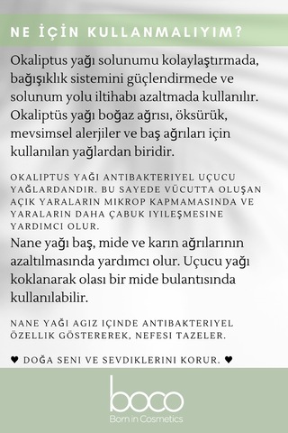 Boco Born In Cosmetics Nane + Okaliptus %100 Saf Uçucu Yağı 2 x 10 ML