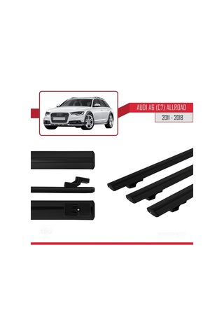 Audi A6 C7 Allroad 2011-2018 Arası İle Uyumlu Basic Model Ara Atkı Tavan Barı Siyah 3 Adet