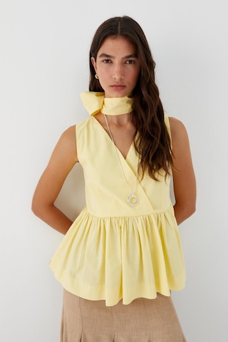 Kuşak Bağlamalı Kolsuz Bluz Sarı Sari
