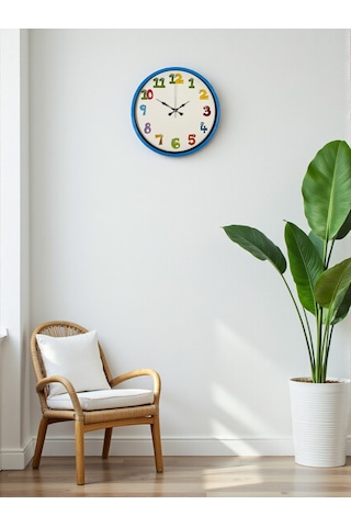 36 Cm Mavi Çocuk Odası Duvar Saati Renkli 61313381