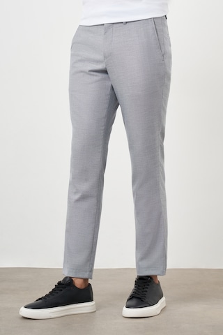 Morven Erkek Gri Poliviskon Trend Desenli Lastikli Slim Fit Pantolon Gri