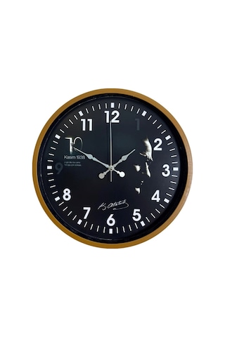 Kahverengi 36 Cm Atatürk İmzalı Dekoratif Duvar Saati Renkli