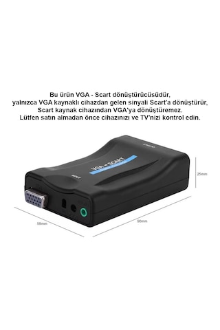 Cr02 Vga Dan Scart Video Ve Ses Dönüştürücü Adaptör Uzaktan Kumandalı