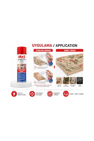Mxs Çok Amaçlı Sprey Yapıştırıcı 500 Ml- Ahşap Kağıt Kumaş Sünger Deri İçin
