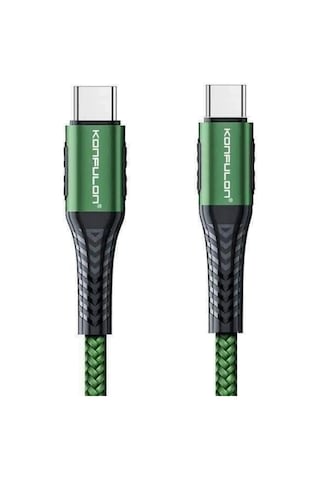 Konfulon Dc43 Type-c To Type-c 1m Örgü 60w Hızlı Şarj Kablo - Yeşil .