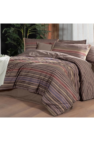Fauna King Size Battal Boy %100 Pamuk Flanel Pazen Nevresim Takımı Kahve Kahverengi