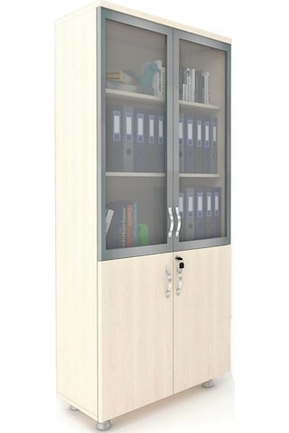 Modüler Dünyası 2 Cam Kapaklı Kilitli Dosya Dolabı Akça 80X38X188 Akçaağaç
