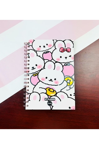 Benisa Shop Sevimli Ayı Tasarımlı Konuşan Ajanda Tasarım Defter Tasarım Ajanda Açık Pembe