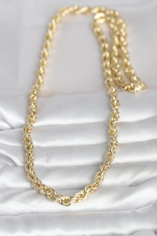 Cm 14k Gold Renk Kalın Burgu Zincirli Model 60 Cm Kadın Kolye - Lisinya altın