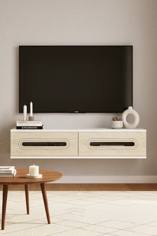 Tda1220bts - Rany120 Duvara Montaj Tv Stand, Tv Rafı, Tv Sehpası Beyaz - Traverten - Sılver 120cm