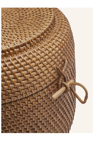 Aquanova Cıno Depolama Sepeti 8 L, Rattan, Kapaklı, 24 Cm Yükseklik, 33 Cm Çap Çamaşır Sepeti Kahverengi 24 X 33