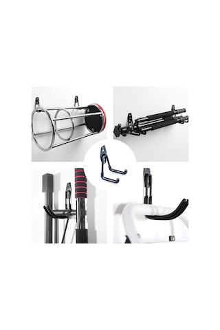 Wezone Dayanıklı Çelik Garaj Askılığı - Bisiklet, Merdiven Ve Bahçe Ekipmanları İçin Duvar Siyah