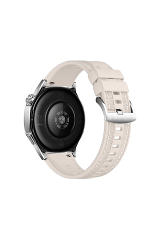 Sneezy Huawei Watch Gt5 Pro 46mm İle Uyumlu Metal Tokalı Dikiş Detaylı Şık Dokuma Silikon Kordon