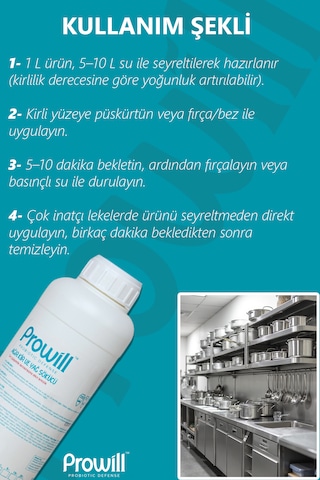Organik Ağır Kir Ve Yağ Sökücü 1 Lt. Mutfak, Atölye Ve Zeminler İçin Endüstriyel Temizlik Tekli