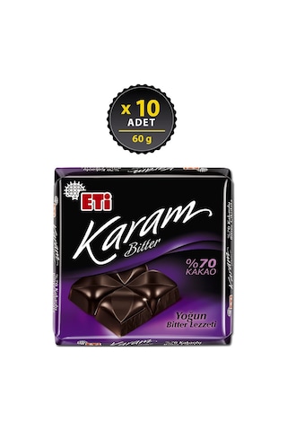 Eti Karam %70 Kakaolu Bitter Çikolata 10 x 60 G