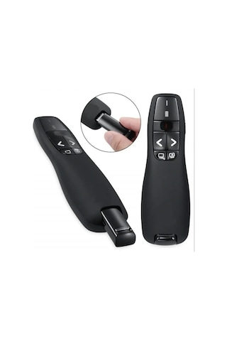 Gaman Kablosuz Sunucu Lazer Powerpoint Sunum Cihazı Usb Alıcılı Slayt Değiştirici Denetleyici+pil Siyah