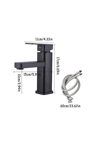 Maoyaya Banyo Musluğu, 60 Cm, Paslanmaz Çelik Siyah, İnox, Kullanışlı Model İnox