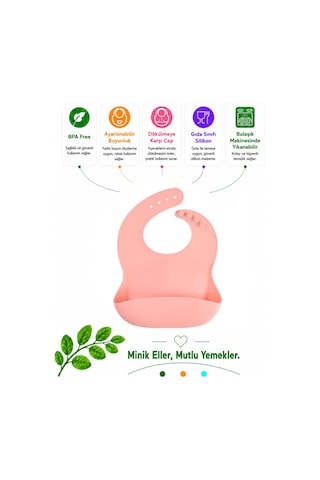 Jojobebek Çocuk Silikon Mama Önlüğü (PEMBE RENK) Pembe