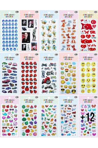Puti Shine Kabartmalı Sticker 5 Kartela Çok Renkli