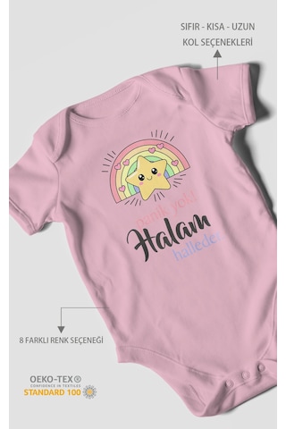 Panik Yok Halam Halleder Baskılı Bebek Zıbını Çıtçıtlı Body 8 Renk %100 Pamuk Kısa Kol Zbn5-kk Koyu Pembe
