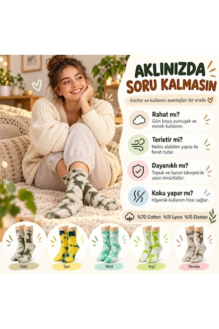 Womanandkids Wak Unisex Batik Desenli Çorap 10'lu Set Pamuklu Renkli Uzun Soket Dikişsiz Nefes Alan Günlük Spor Çorabı Çok Renkli