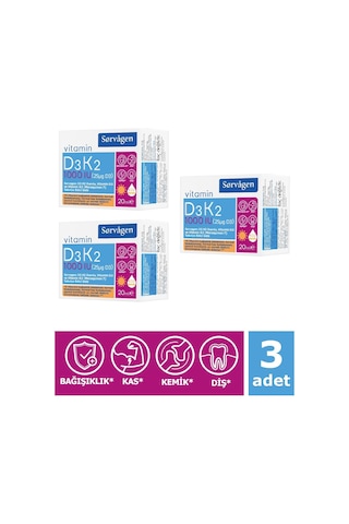 Sorvagen Vitamin D3K2 Damla 20 Ml (1000 IU) - 3 Adet