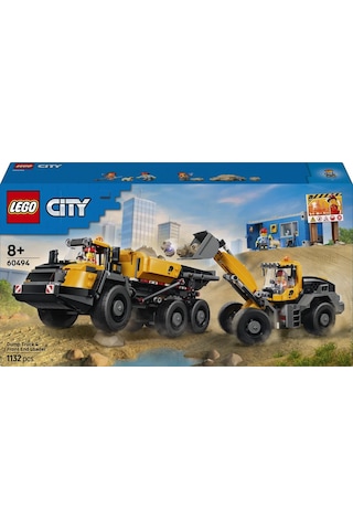LEGO® City Damperli Kamyon ve Ön Yükleyici 60494 - 8 Yaş ve Üzeri Çocuklar için 3 Minifigür İçeren Oyuncak Yapım Seti (1132 Parça)