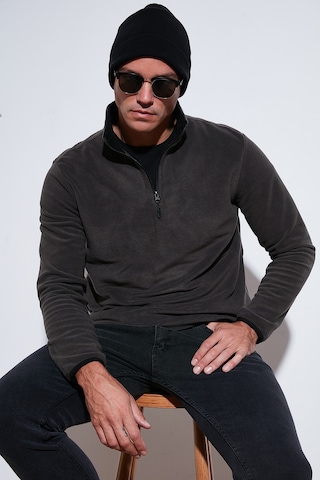 Buratti Slim Fit Yarım Fermuarlı Dik Yaka Erkek Polar 5906003 Füme