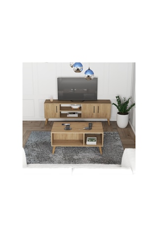 Set 1586-2076 Tv Ünitesi + Exxen Orta Sehpa - Sepet Rengi